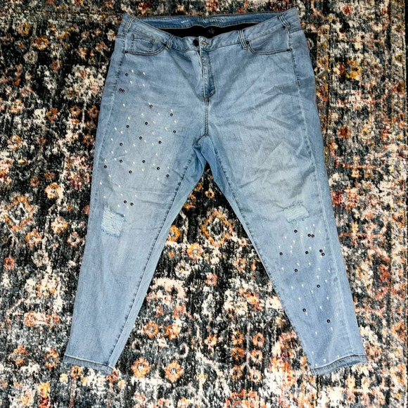 Lane Bryant Denim - Lane Bryant bedazzled, distressed jeans